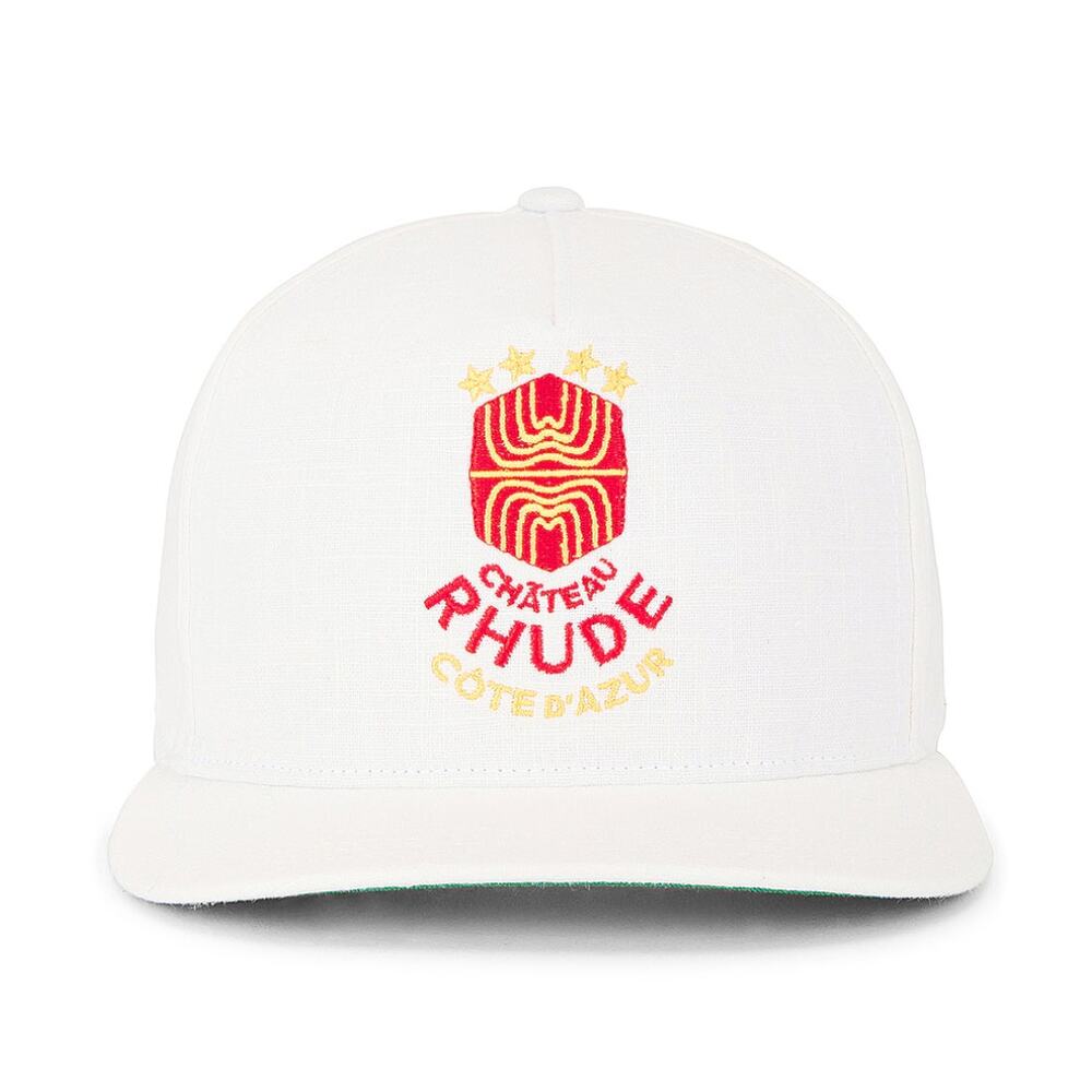 Rhude Azur Logo-Embroidered Linen Adjustable Baseball Cap Hat White